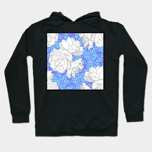 Sampaguita Flowers with Cyan Spirals on Blue Violet Hoodie